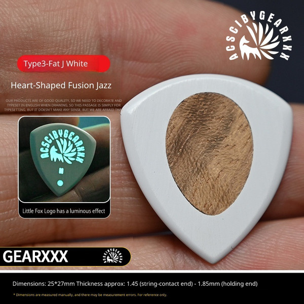 GearXXX FOX Nine-Tails Type 3 Fat-J Wood Inlay PEEK Guitar Pick