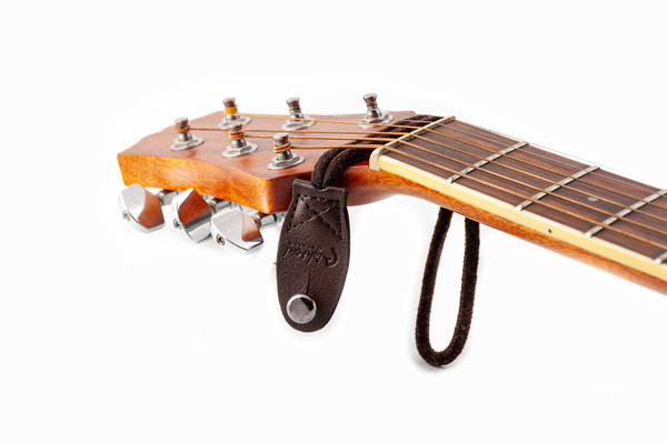 Strap Link Pro Attachment - Vegan Leather Headstock Tie for String Instruments -Black