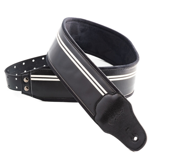 RightOn! Vintage Race-80 Wide Guitar & Bass Strap Classic Design – Black