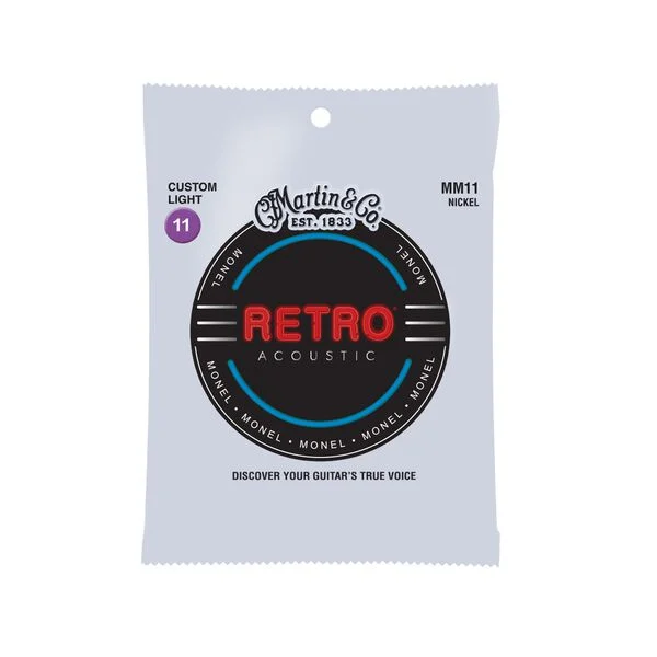 Martin Retro MM11 Nickel Alloy Acoustic Guitar Strings Custom Light 11-52