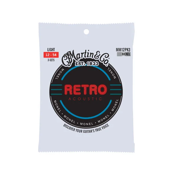 Martin Retro MM12 Monel Acoustic Guitar Strings Light 12-54 (3-Pack)