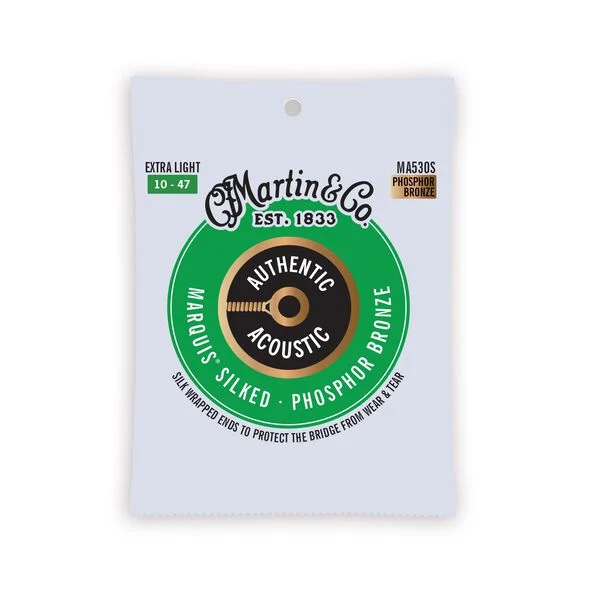 Martin MA530S Authentic Acoustic Marquis Silked Phosphor Bronze Acoustic Guitar Strings Extra Light 10-47