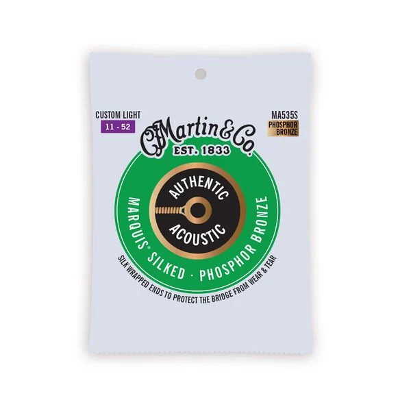 Martin MA535S Authentic Acoustic Marquis Silked Phosphor Bronze Acoustic Guitar Strings Custom Light 11-52