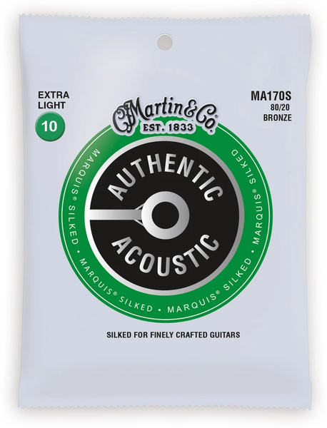 Martin MA170S Authentic Acoustic Marquis Silked 80/20 Bronze Acoustic Guitar Strings Extra Light 10-47