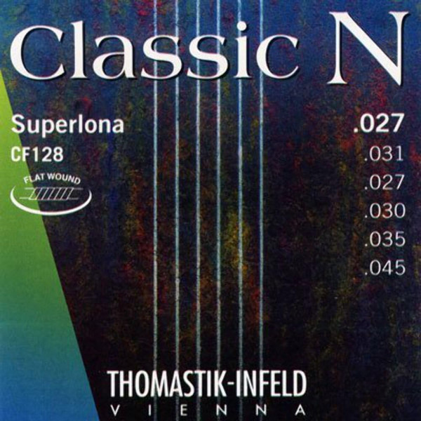 Thomastik-Infeld CF128 Classic N Superlona Classical Guitar Strings Normal Tension (Flatwound Basses + Wound G)