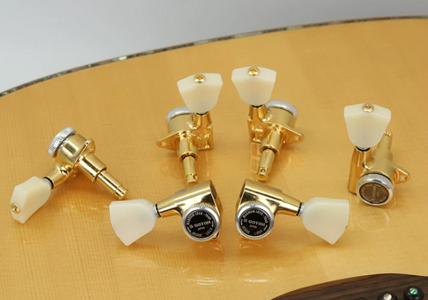 Gotoh SG301-P4N MG-T Magnum Lock Guitar Tuning Machines 3Lx3R Set — Gold, Ivory Buttons