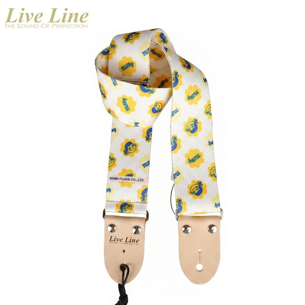 Live Line × FUJIYA Peko Guitar Strap — Yellow Floral, Made in Japan