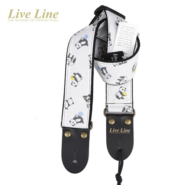 Live Line Panda-Themed Woven Guitar Strap — Made in Japan