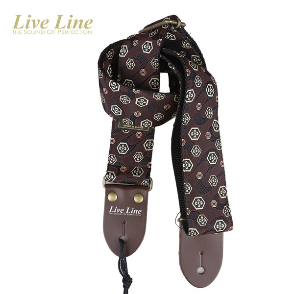 Live Line Tatami-Beri Floral-Crest Woven Guitar Strap — Made in Japan