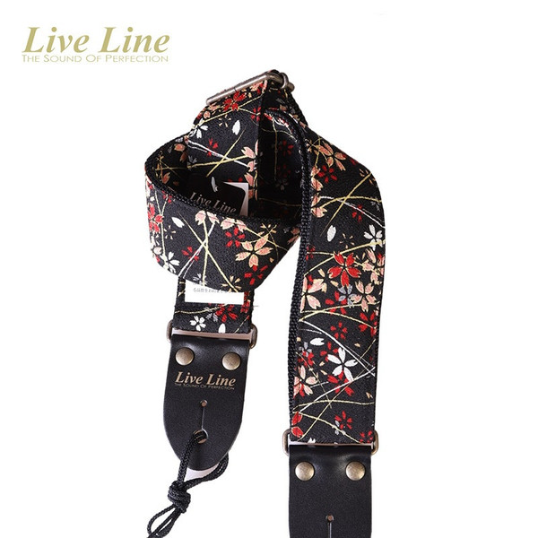 Live Line Chirimen-fu Sakura Cherry Blossom Woven Guitar Strap — Made in Japan