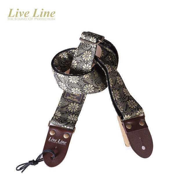 Live Line Tatami-Beri Chrysanthemum & Flowing Water Woven Guitar Strap — Made in Japan