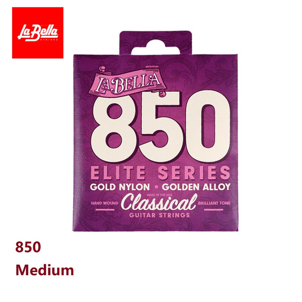 La Bella 850 Elite Classical Guitar Strings – Gold Nylon, Golden Alloy Basses
