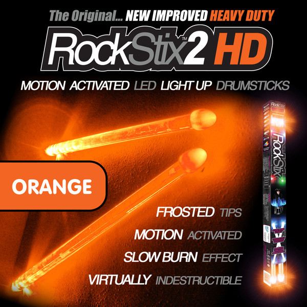 RockStix 2 HD Light-Up LED Drumsticks – Orange, Pair