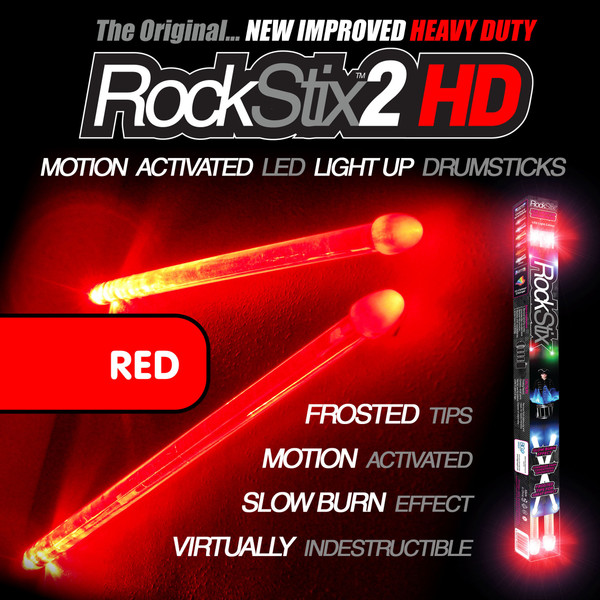 RockStix 2 HD Light-Up LED Drumsticks – Red
