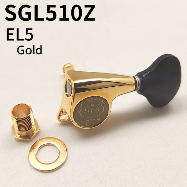 Gotoh SGL510Z-EL5 Tuning Machines L3+R3 - Gold  w/ Ebony Wood Buttons