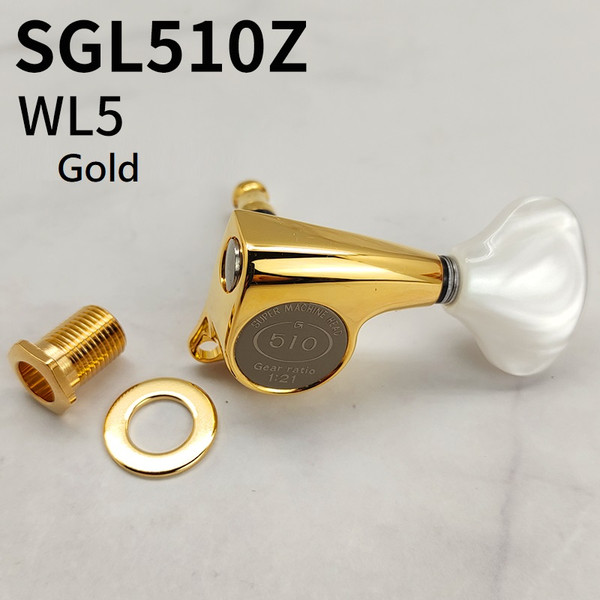 Gotoh SGL510Z-WL5 Tuning Machines L3+R3 - Gold w/ Pearloid Buttons
