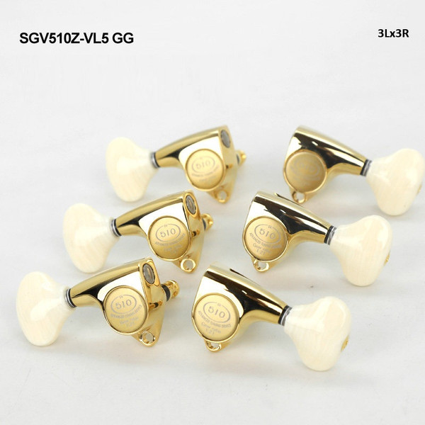 Gotoh SGV510Z-VL5 Vintage 6-o'clock Guitar Tuning Machines L3+R3 - Gold w/ Ivoroid Buttons