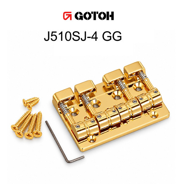 Gotoh J510SJ-4 Quick-Release 4-String Bass Bridge Steel Saddles Gold (J510SJ-4-GG)