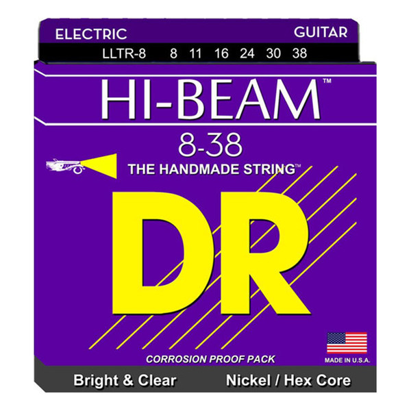 DR Strings LLTR-8 Hi-Beam Nickel Plated Extra Light Electric Guitar Strings 08-38