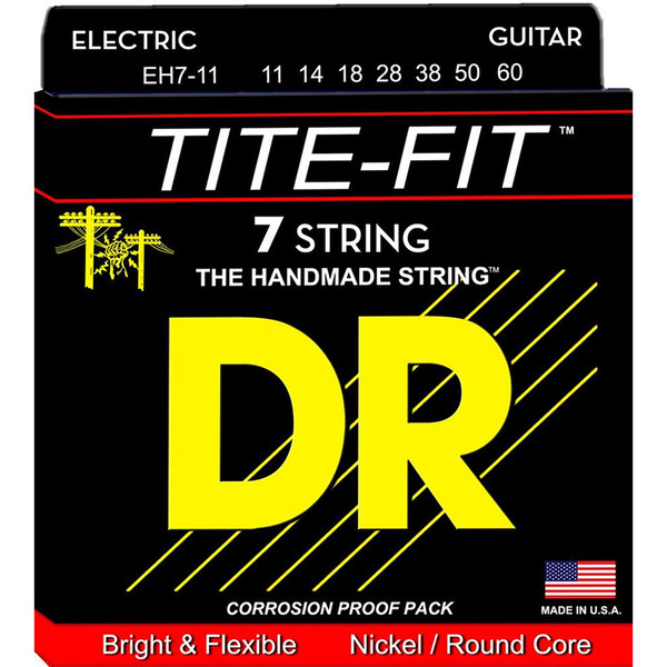 DR Strings EH7-11 Tite-Fit Nickel Plated Heavy 7-String Electric Guitar Strings 11-60