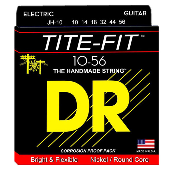 DR Strings JH-10 Tite-Fit Nickel Plated Medium to Super Heavy Electric Guitar Strings 10-56