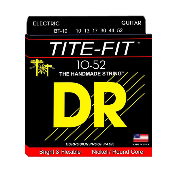 DR Strings BT-10 Tite-Fit Nickel Plated Medium to Heavy Electric Guitar Strings 10-52