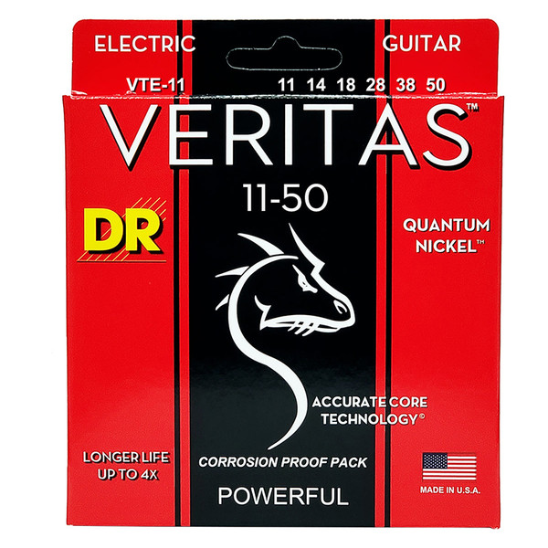 DR Strings VTE-11 Veritas Uncoated Nickel Plated Heavy Electric Guitar Strings 11-50