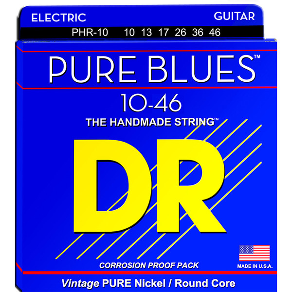 DR Strings PHR-10 Pure Blues Pure Nickel Medium Electric Guitar Strings 10-46