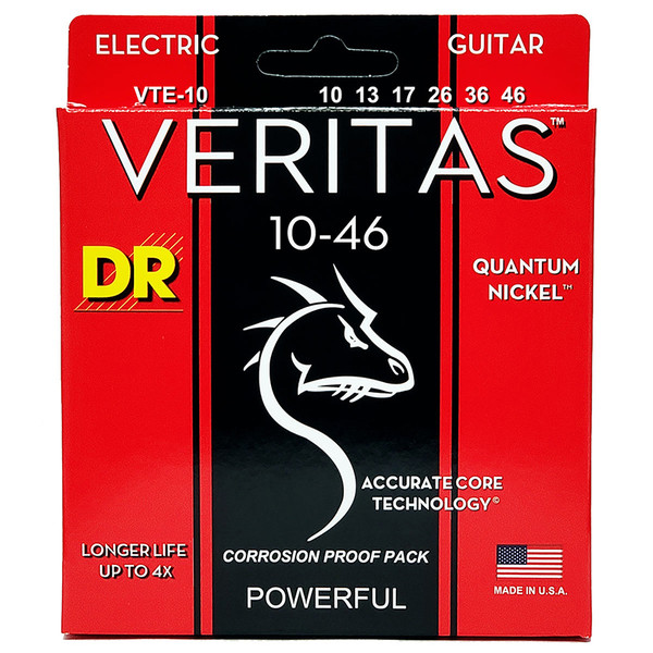 DR Strings VTE-10 Veritas Uncoated Nickel Plated Medium Electric Guitar Strings 10-46