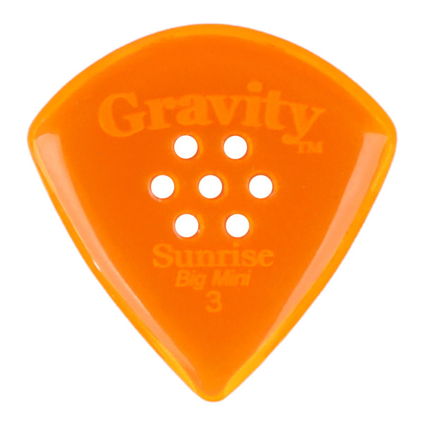 Gravity Sunrise Big Mini 3.0mm Orange Polished Guitar Pick, Multi-Hole Grip
