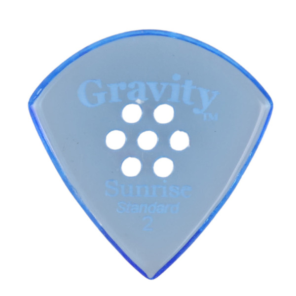 Gravity Sunrise Standard 2.0mm Blue Polished Guitar Pick, Multi-Hole Grip