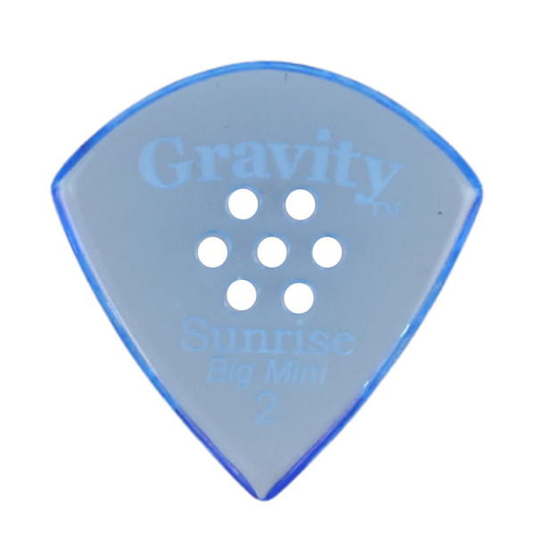 Gravity Sunrise Big Mini 2.0mm Blue Polished Guitar Pick, Multi-Hole Grip