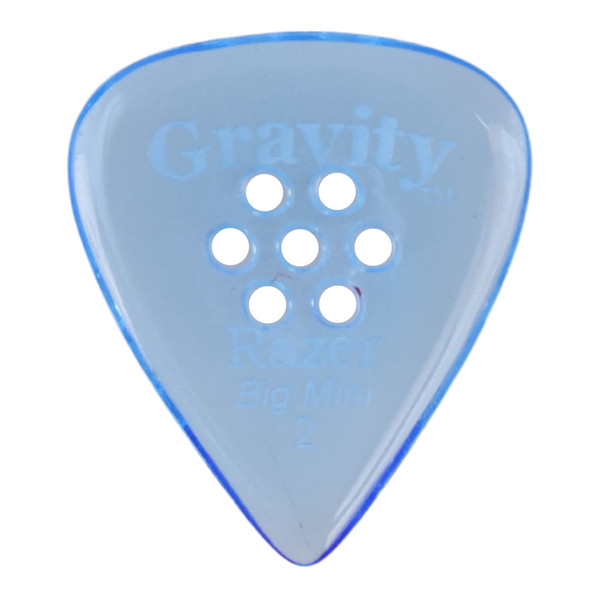 Gravity Razer Big Mini 2.0mm Blue Polished Guitar Pick, Multi-Hole Grip