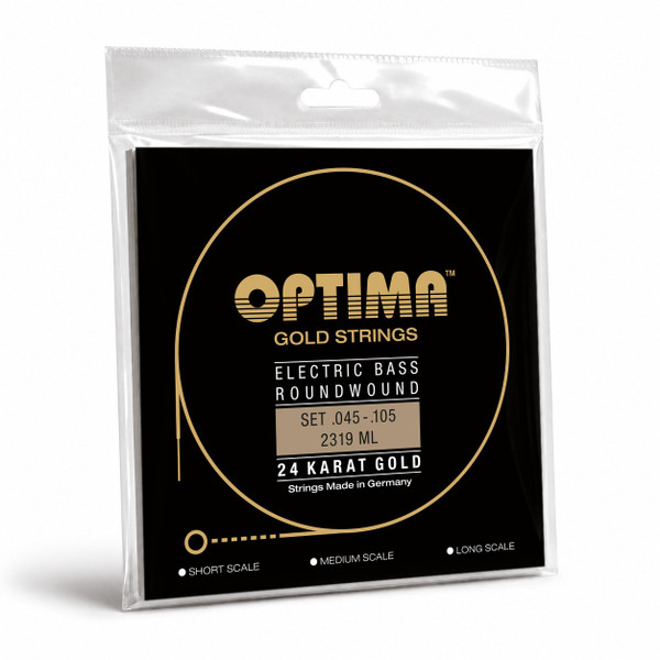 Optima 2319.L 24K Gold Bass Guitar Strings, 4-String 45-105 Long Scale