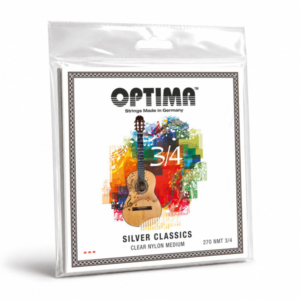 Optima 270.NMT.3.4 Silver Classics Classical Guitar Strings, 3/4 Size (57-62 cm scale), Medium Tension