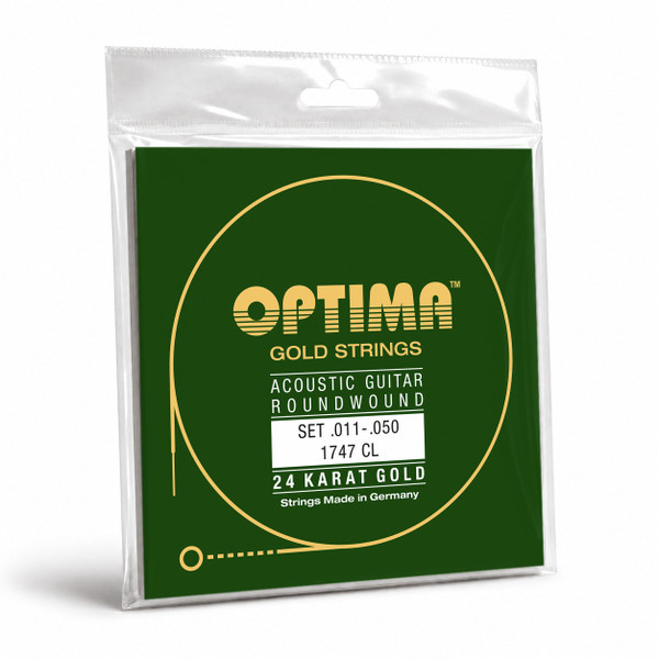 Optima 1747.CL 24K Gold Acoustic Guitar Strings, Custom Light 11-50