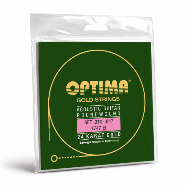 Optima 1747.EL 24K Gold Acoustic Guitar Strings, Extra Light 10-47