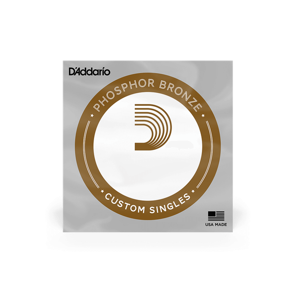 D'Addario Phosphor Bronze Wound Single Acoustic Guitar Strings (Choose Gauge)