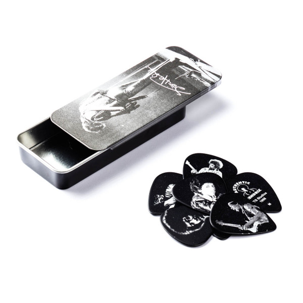 Dunlop JHPT06M Jimi Hendrix Silver Portrait Medium Pick Tin (6 Picks)