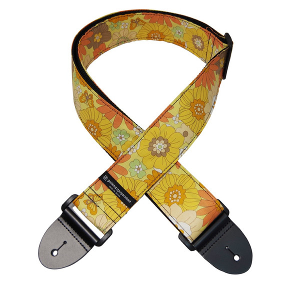 Daiking Retro Flower Yellow Guitar Strap DGS-RFY, Handmade in Japan