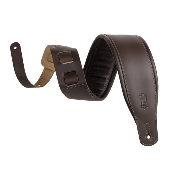 Levy's Amped Leather Series Guitar Strap, Dark Brown (M26PD-DBR_DBR)