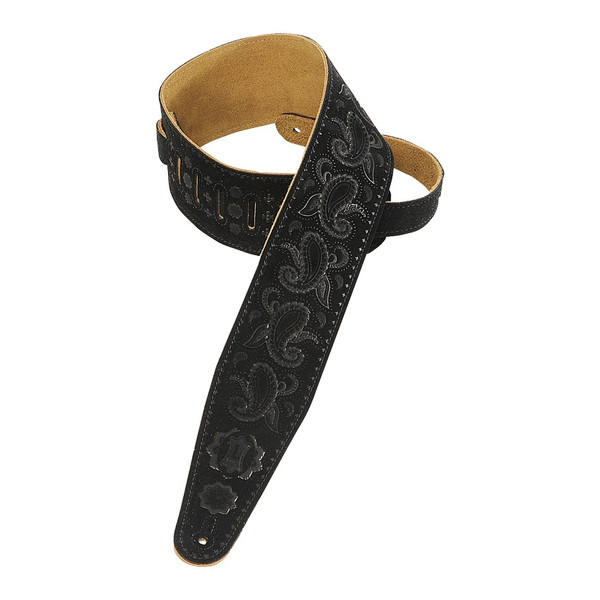 Levy's Embossed Suede Series Guitar Strap, Paisley (PMS44T03-BLK)