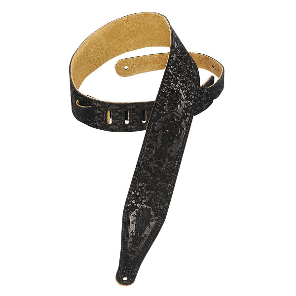 Levy's Embossed Suede Series Guitar Strap, Skulls (MS17T04-BLK)