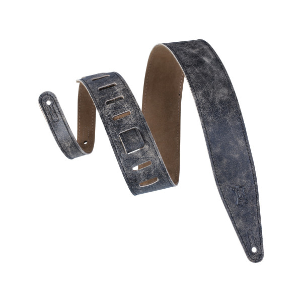 Levy's Distressed Leather Series Guitar Strap, Black & Grey (M317BLZ-BLK)