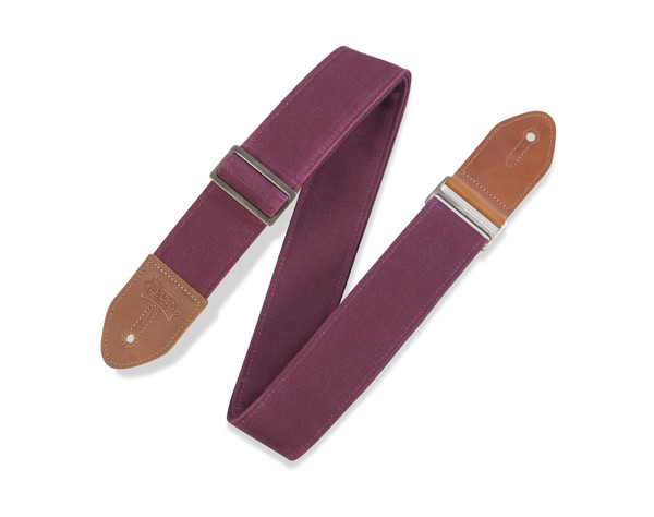 Levy's 2" Wide Waxed Canvas Guitar Strap, Burgundy (M7WC-BRG)