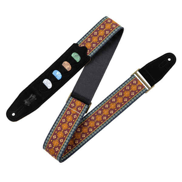 Levy's Original Hootenanny Series Guitar Strap, Red · With Pick Holder (M8HTVPH-26)