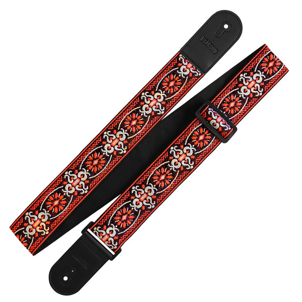 Richter Retro Jacquard Guitar Strap, Red / Black (1768)
