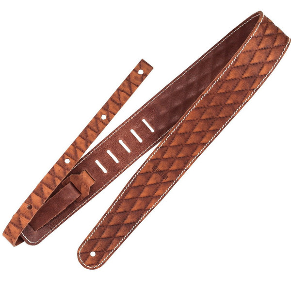 Richter Raw II Contour Leather Guitar Strap, Sew Tan (1501)