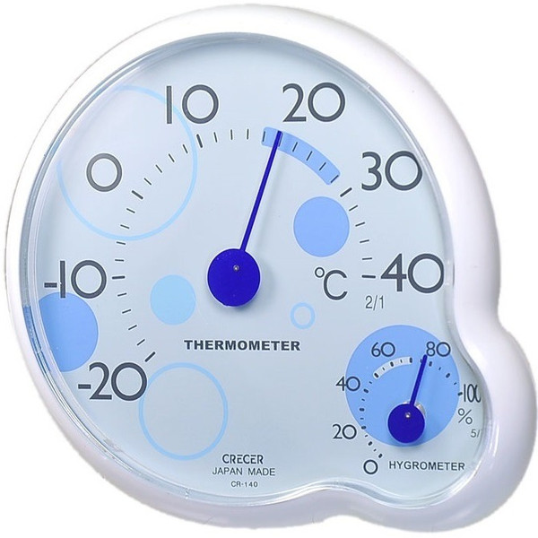 Crecer CR-140B Ripple Analog Thermometer Hygrometer, Blue, Made in Japan (Celsius Display only)