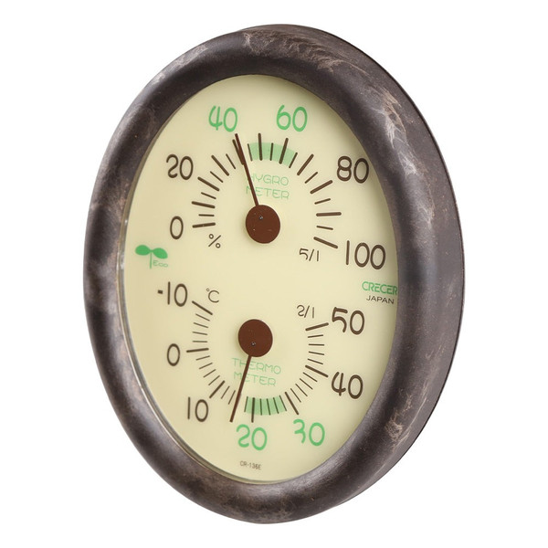 Crecer CR-136E Analog Thermometer Hygrometer, Made in Japan (Celsius Display only)